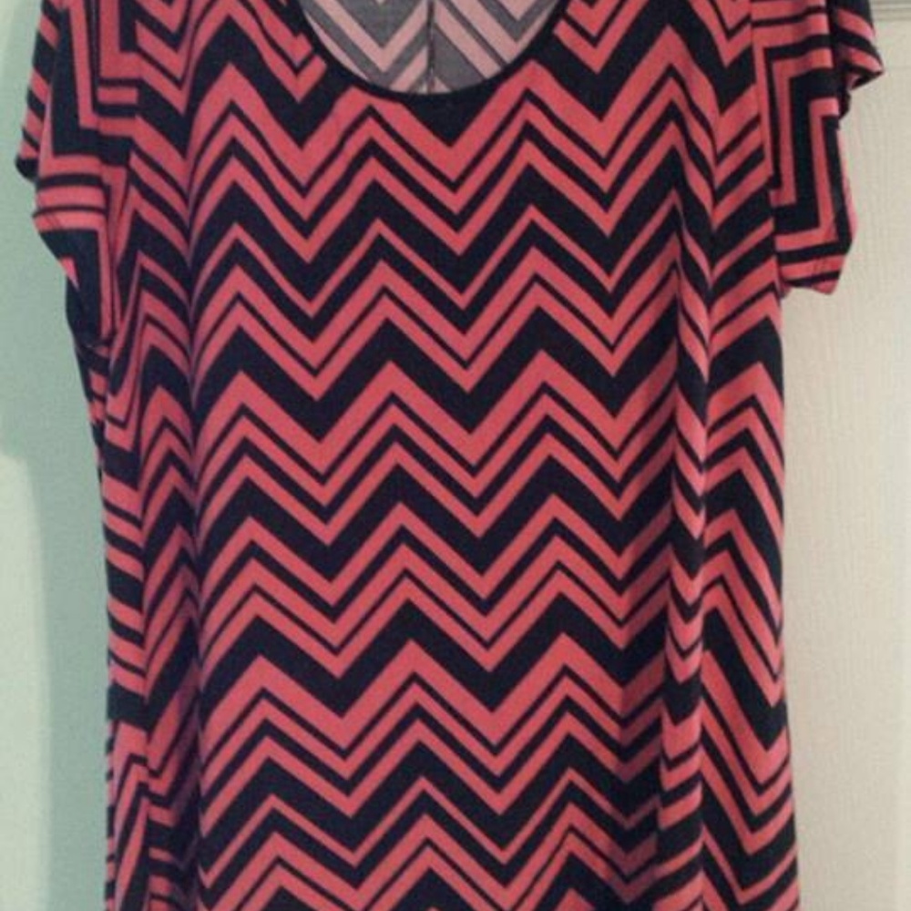 Coral and Black Chevron Top